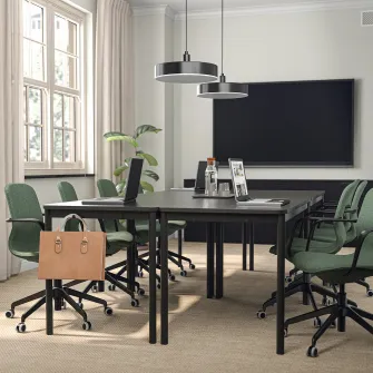 IKEA LÅNGFJÄLL Scaun de conferinta cu brate, Gunnared verde-gri/negru