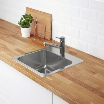 IKEA LÅNGUDDEN Chiuveta incorporata, 1 cuva, inox, 46x46 cm