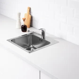 IKEA LÅNGUDDEN Chiuveta incorporata, 1 cuva, inox, 46x46 cm