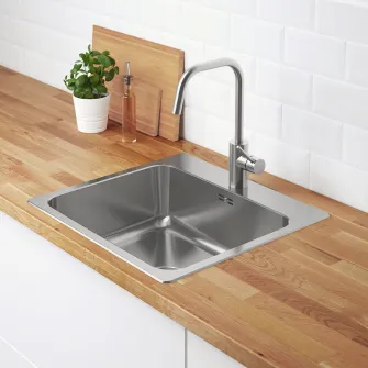 IKEA LÅNGUDDEN Chiuveta incorporata, 1 cuva, inox, 56x53 cm