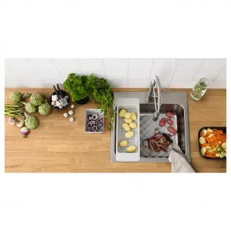 IKEA LÅNGUDDEN Chiuveta incorporata, 1 cuva, inox, 56x53 cm