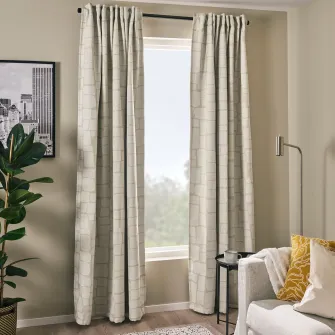 IKEA LÖNNSTÄVMAL Draperii opace, 2buc., bej/rjns, 145x300 cm
