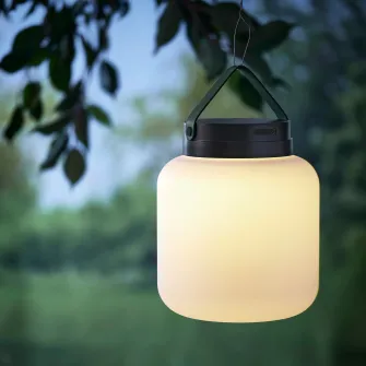 IKEA LÄNSPORT Lampa LED portabila, cu baterii, alb/gri inchis, 22 cm