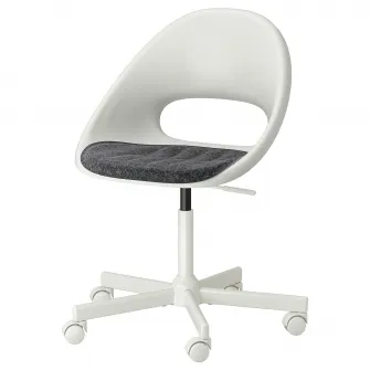 IKEA LOBERGET / MALSKÄR Scaun rotativ+perna, alb/gri inchis