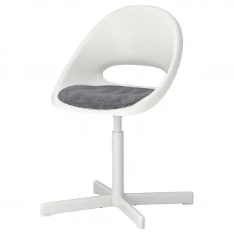 IKEA LOBERGET / SIBBEN Scaun birou pentru copii+perna, alb/gri inchis