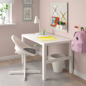 IKEA LOBERGET / SIBBEN Scaun birou pentru copii+perna, alb/gri inchis