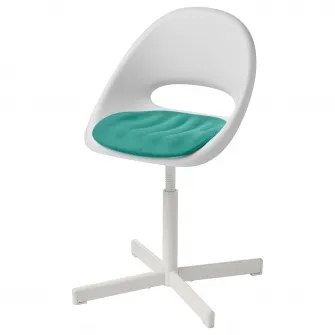 IKEA LOBERGET / SIBBEN Scaun birou pentru copii+perna, alb/turcoaz