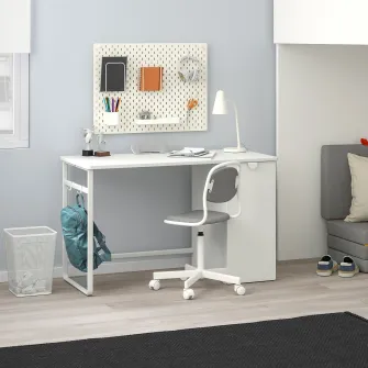 IKEA LÄRANDE Birou+unitate depozitare culisanta, alb, 120x58 cm