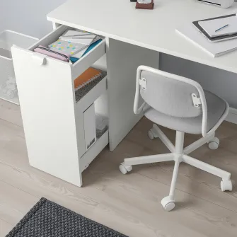 IKEA LÄRANDE Birou+unitate depozitare culisanta, alb, 120x58 cm