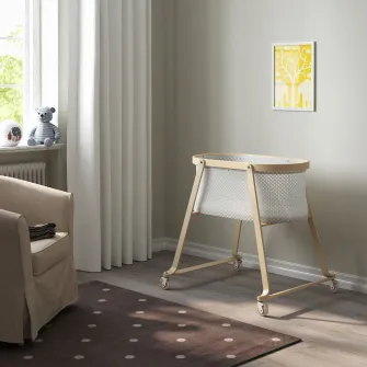 IKEA ÄLSKVÄRD Cos bebe cu saltea, mesteacan, 40x73 cm