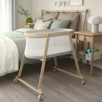 IKEA ÄLSKVÄRD Cos bebe cu saltea, mesteacan, 40x73 cm