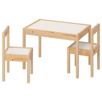 IKEA LÄTT Masa pentru copii + 2 scaune, alb/pin