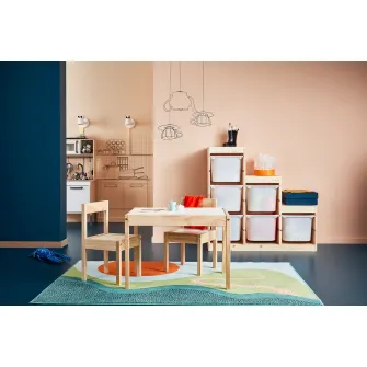 IKEA LÄTT Masa pentru copii + 2 scaune, alb/pin