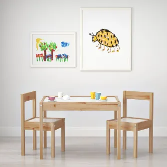 IKEA LÄTT Masa pentru copii + 2 scaune, alb/pin