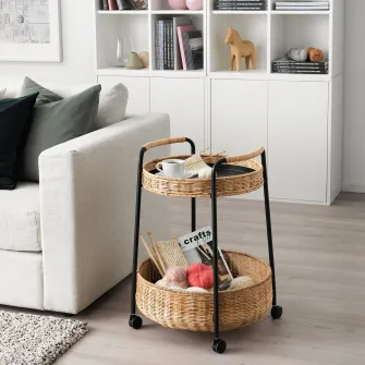 IKEA LUBBAN Masa carucior cu depozitare, ratan/antracit