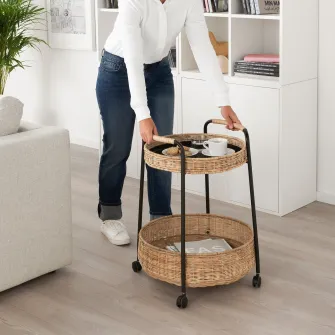 IKEA LUBBAN Masa carucior cu depozitare, ratan/antracit