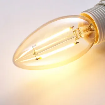 IKEA LUNNOM Bec LED E14 210 lumeni, intensitate reglabila/candelabru sticla transparenta maro
