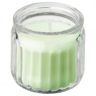 IKEA LÖVSKOGSLUND Lumanare parfumata pahar, mar/verde deschis, 12 h