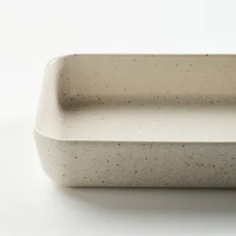 IKEA LYCKAD Set vase cuptor/servit, 2buc, bej deschis/rosu-maro