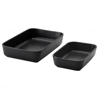IKEA LYCKAD Set vase cuptor/servit, 2buc, gri inchis
