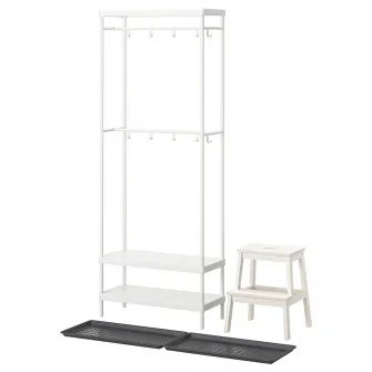 IKEA MACKAPÄR / BAGGMUCK Set mobilier hol, 4 piese, alb/gri