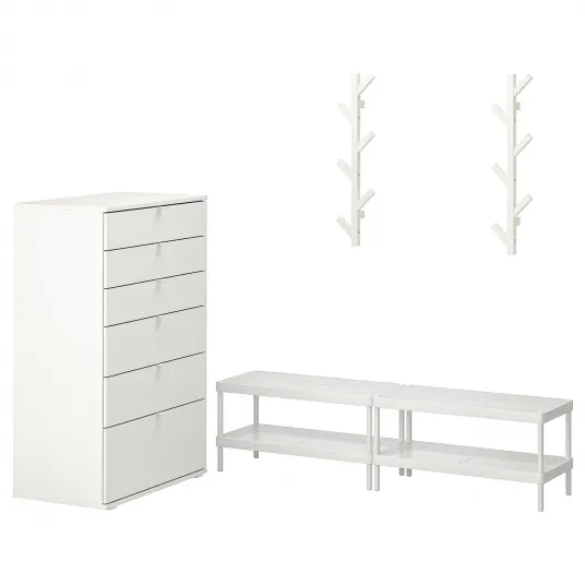 IKEA MACKAPÄR / VIHALS Set mobilier hol, 5 piese, alb