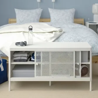 IKEA MACKAPÄR Banca depozitare+usi glisante, alb, 100x37 cm