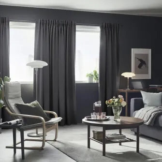 IKEA MAJGULL Draperii opace, 2buc., gri/rjns, 145x300 cm