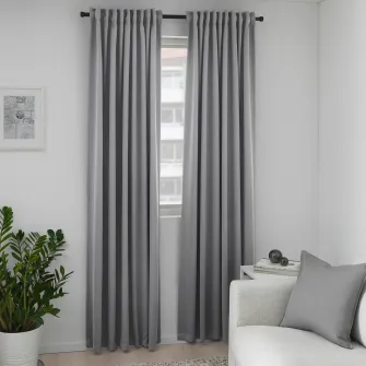 IKEA MAJGULL Draperii opace, 2buc., gri/rjns, 145x300 cm