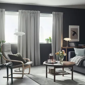 IKEA MAJGULL Draperii semiopace, 2buc, gri/rjns, 145x300 cm