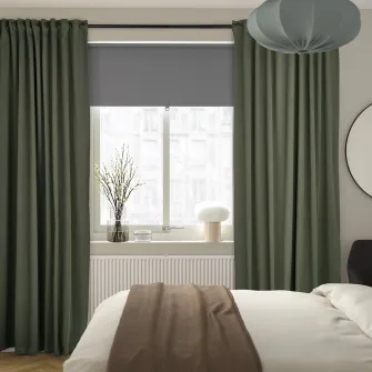 IKEA MAJGULL Draperii opace, 2buc., verde inchis/rjns, 145x300 cm