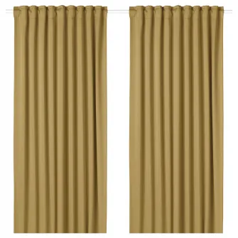 IKEA MAJGULL Draperii semiopace, 2buc, bej-galben/rjns, 145x300 cm
