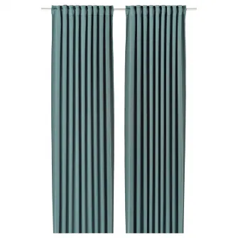 IKEA MAJGULL Draperii semiopace, 2buc, gri-turcoaz inchis/rjns, 145x300 cm
