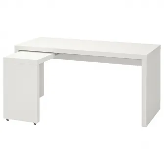 IKEA MALM Birou cu tablie culisanta, alb, 151x65 cm