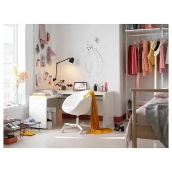 IKEA MALM Birou cu tablie culisanta, alb, 151x65 cm