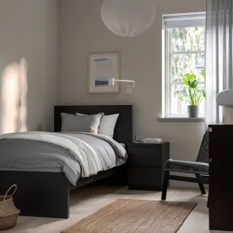 IKEA MALM Cadru pat inalt, negru-maro, 90x200 cm