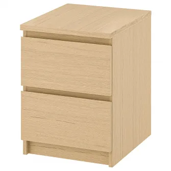 IKEA MALM Comoda 2 sertare, furnir stejar alb, 40x55 cm
