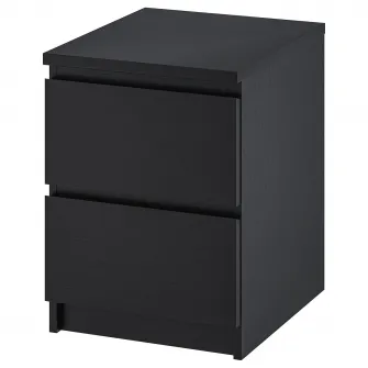 IKEA MALM Comoda 2 sertare, negru-maro, 40x55 cm