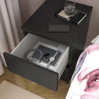IKEA MALM Comoda 2 sertare, negru-maro, 40x55 cm