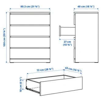 IKEA MALM Comoda 4 sertare, alb, 80x100 cm