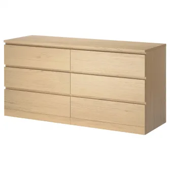 IKEA MALM Comoda 6 sertare, furnir stejar alb, 160x78 cm