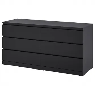 IKEA MALM Comoda 6 sertare, negru-maro, 160x78 cm