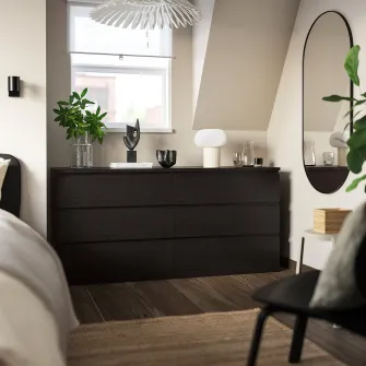 IKEA MALM Comoda 6 sertare, negru-maro, 160x78 cm