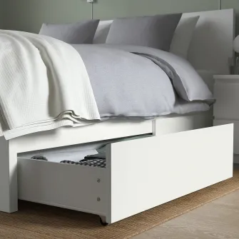 IKEA MALM Cutie depozitare cadru pat inalt, alb, 200 cm