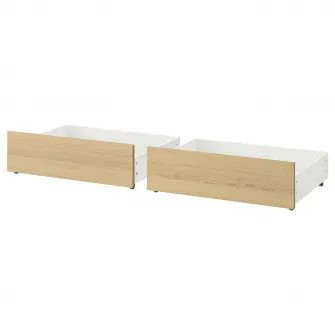 IKEA MALM Cutie depozitare cadru pat inalt, furnir stejar alb, 200 cm