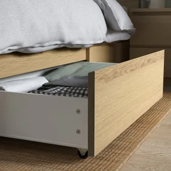 IKEA MALM Cutie depozitare cadru pat inalt, furnir stejar alb, 200 cm