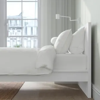 IKEA MALM Cadru pat inalt, alb/Lindbåden, 90x200 cm
