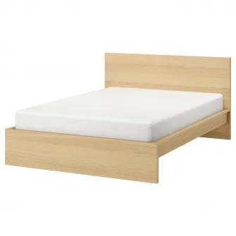 IKEA MALM Cadru pat inalt, furnir stejar alb, 140x200 cm