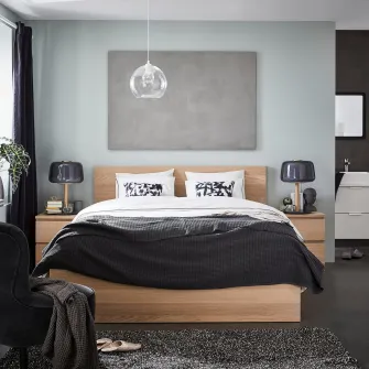 IKEA MALM Cadru pat inalt, furnir stejar alb, 140x200 cm