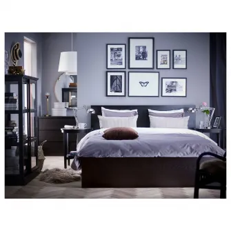 IKEA MALM Cadru pat inalt, negru-maro, 140x200 cm